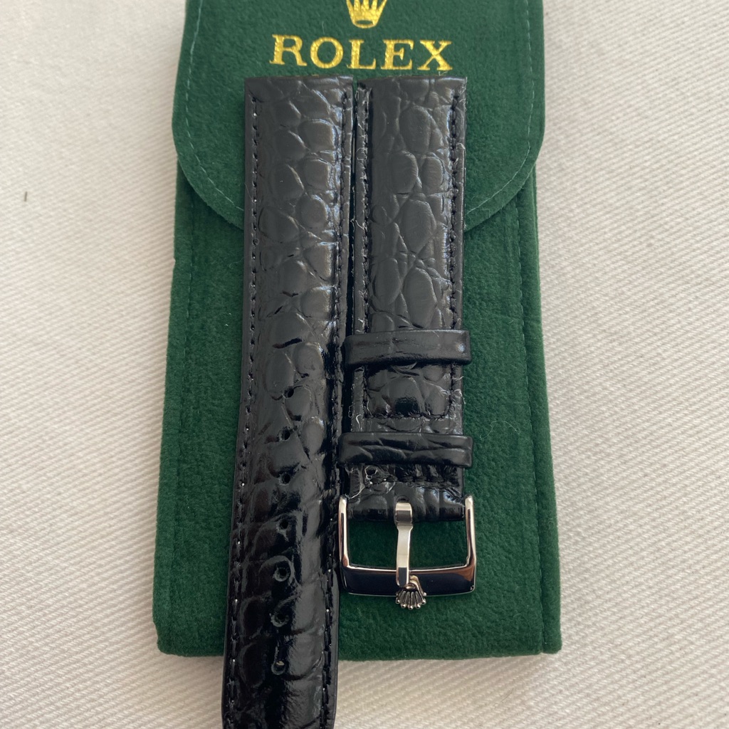Rolex Black Leather Strap For Men 20mm